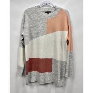 Staccato Light Gray Peach‎ Cream Colorblock Soft Sweater